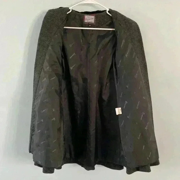 Rothschild Vintage 100% Wool Coat Girls Size 6X Gray with Black Velvet Trim - Picture 4 of 15